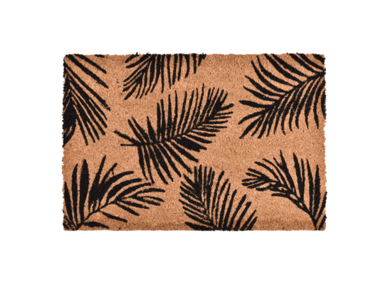 Wycieraczka kokosowa z nadrukiem tropiki 40 x 60 cm czarno-brązowy