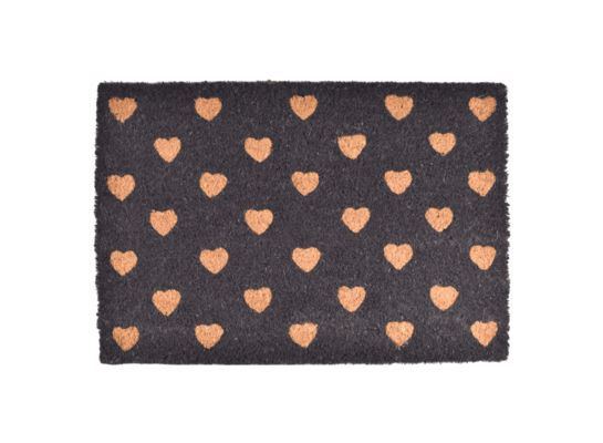 Wycieraczka kokosowa z nadrukiem Love 40 x 60 cm czarno-brązowy
