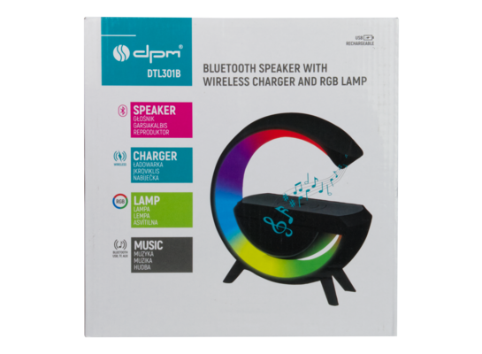 Głośnik bluetooth LED RGB z ładowarką indukcyjną czarny