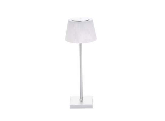 Lampa stołowa LED 9 x 9 x 25 cm srebrno-biała