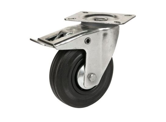 Zestaw jezdny z kołem czarnym 125mm/125kg płyta obrotowa z hamulcem