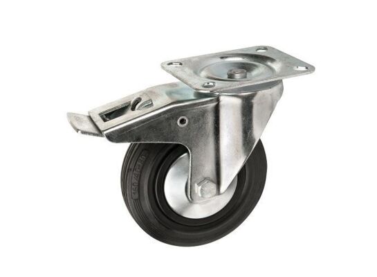 Zestaw jezdny z kołem czarnym 80mm/80kg płyta obrotowa z hamulcem