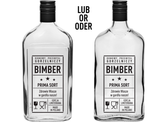 Butelka Piersiówka 0,5 l z zakrętką nadruk Bimber PRL 1 szt.