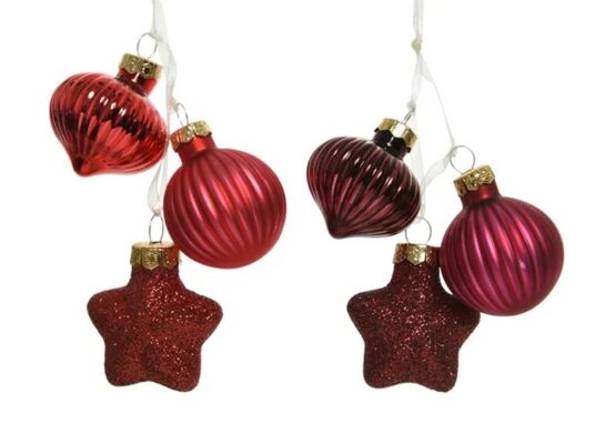 Wiązka szklanych bombek mix 3 szt.