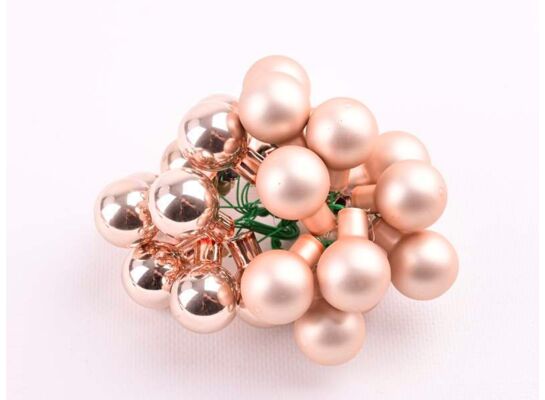 Bombki szklana na druciku 12 szt./wiązka róż/róż mat śr.2 cm