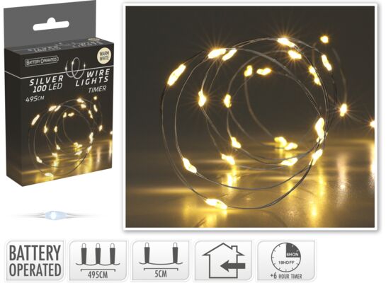 Mikroled na druciku 100LED ciepły biały 510 cm