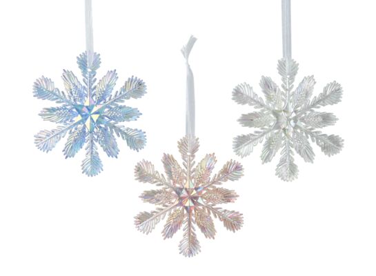 Zawieszka plastikowa śnieżynka 11 cm mix 3 kolorów