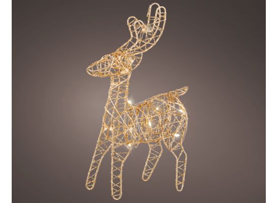 Dekoracja druciana micro LED renifer złota
