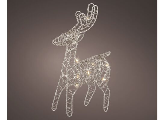 Dekoracja druciana micro LED renifer srebrna/ciepły biały 5 x 12 x 21 cm