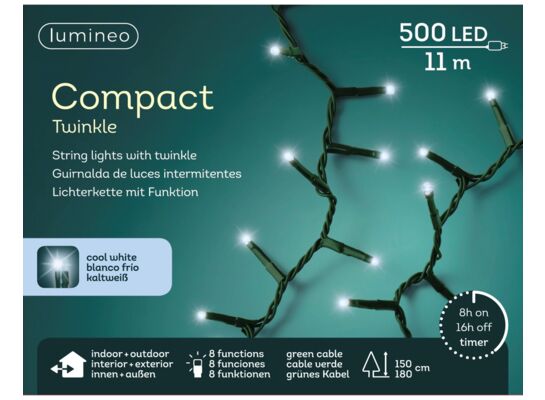 Lampki zewnętrzne LED zielony/zimny biały 500 LED