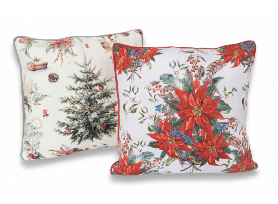 Poszewka świąteczna 45 x 45 cm poinsecja wielokolorowa