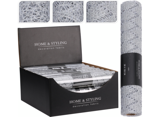 Bieżnik prostokąt 150 x 28 cm srebrny