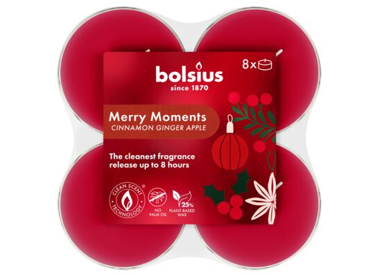 Podgrzewacze zapachowe Maxi light 8hr Merry Moments 8 szt. bolsius