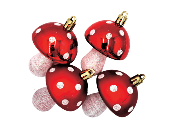 Zawieszka muchomor plastik 8 cm biało-czerwona 4 szt.