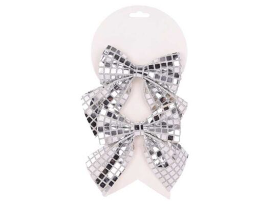 Kokarda dekoracyjna 12 x 13 cm srebrna 2 sztuki