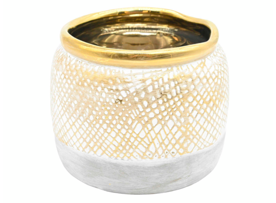 Osłonka ceramiczna szaro-złota 12,7 x 12,7 x 10 cm