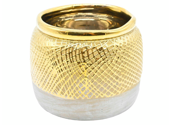 Osłonka ceramiczna szaro-złota 12,7 x 12,7 x 10 cm