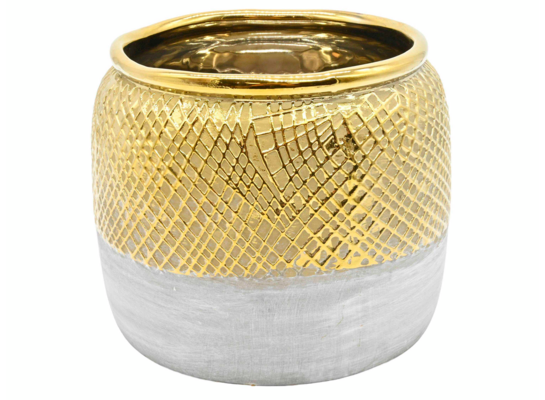 Osłonka ceramiczna szaro-złota 15 x 15 x 12,7 cm