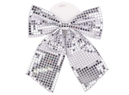 Kokarda dekoracyjna 29 x 34 cm srebrna