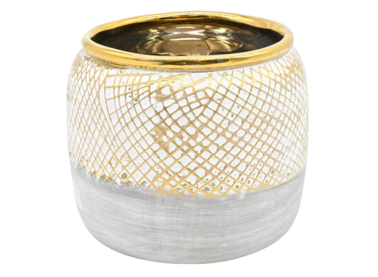 Osłonka ceramiczna szaro-złota 15 x 15 x 12,7 cm