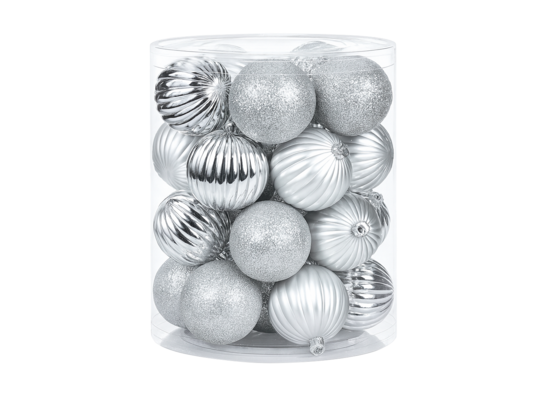 Bombek plastikowe komplet 24 sztuk 6 cm mat połysk brokat