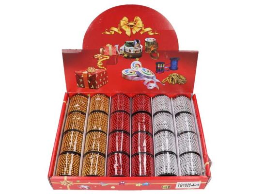 Girlanda koralikowa 4 mm/3 m złota/czerwona/srebrna