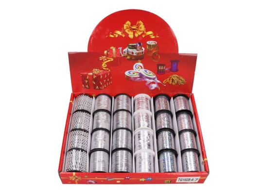 Wstążka 10 m srebrna mix