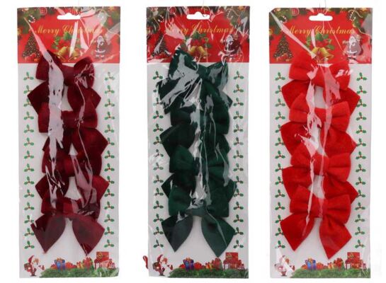 Kokardki świąteczne 10 x 9,5 cm 4 sztuki mix