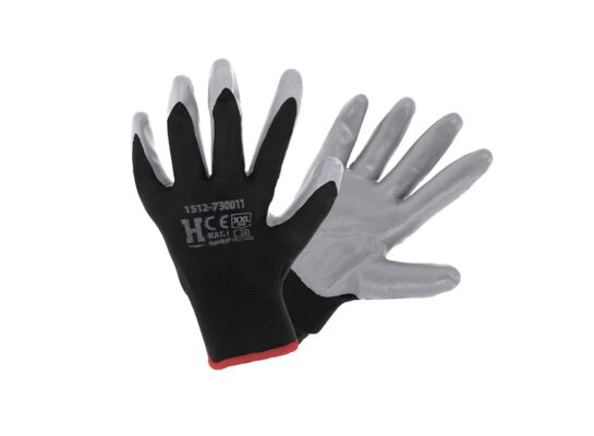 Rękawice 73 XXL czarno-szare nitrylowe