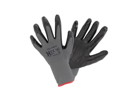 Rękawice 72 XL szaro-czarne nitryl Hardy