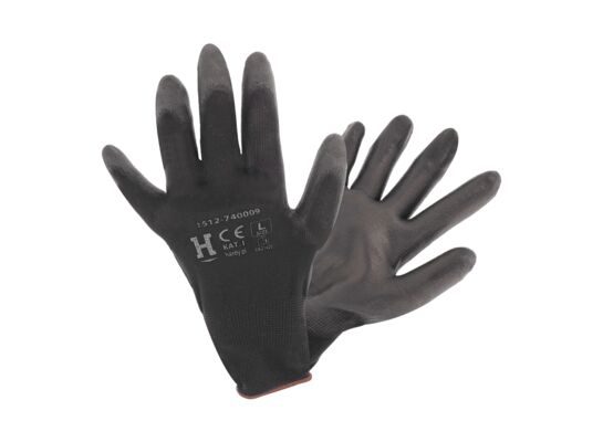Rękawice 74 L czarne PU nylon Hardy