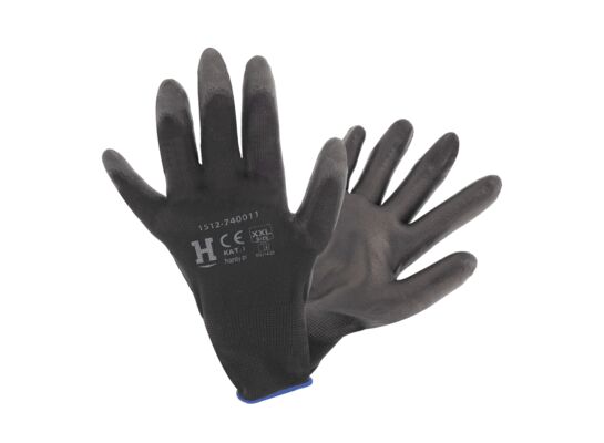 Rękawice 74 XXL czarne PU nylon Hardy
