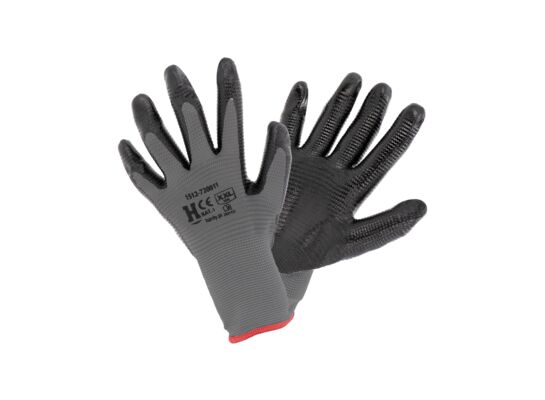 Rękawice 72 XXL szaro-czarne nitrylowe kat. 1