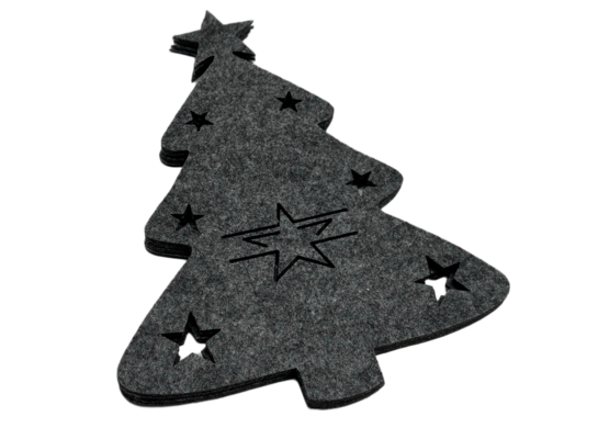 Etui na sztućce 20 x 17 x 0,2 cm choinka szara 4 sztuki