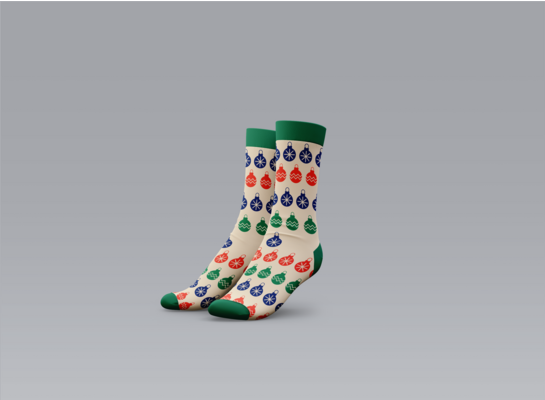 Skarpetki świąteczne bombki 39-42 beżowe