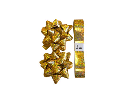 Zestaw do pakowania prezentów wstążka 2 m i 2 kokardki różne kolory