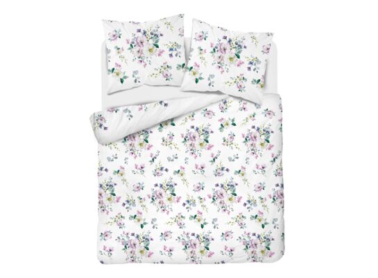 Pościel mikrofibra 160 x 200 cm 5265 A kwiaty biała