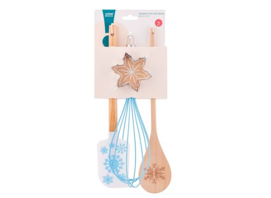 Zestaw do pieczenia szpatułka, wykrawacz, trzepaczka, łyżka drewniana