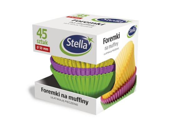 Foremki na muffiny kolorowe 45 szt. Stella