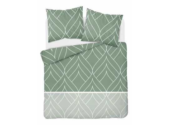 Pościel mikrofibra 220 x 200 cm 5282 A zielono-biały