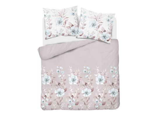 Pościel mikrofibra 220 x 200 cm 5278 A kwiaty biało-różowa