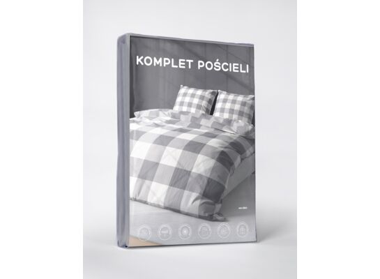 Pościel mikrofibra 160 x 200 cm 5266 A krata biało-szara