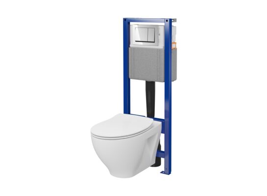 Zestaw stelaż podtynkowy z miską WC Savio C46 SYSTEM 40 MECH WHB214 deska SLIM DUR przycisk chrom połysk MITO