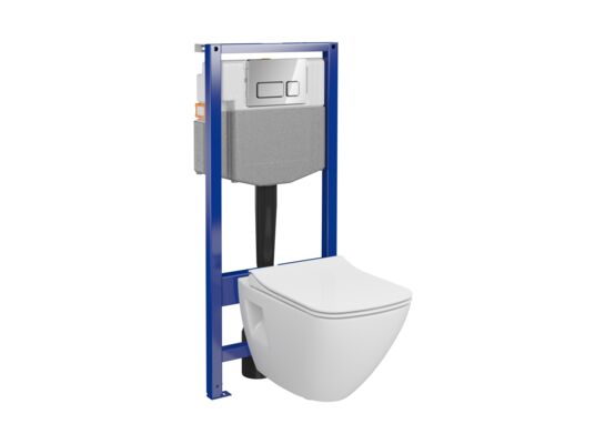 Zestaw podtynkowy z miską WC Moudo Plus square C500 SYSTEM 50 MECH WHB215 przycisk chrom połysk Cersanit