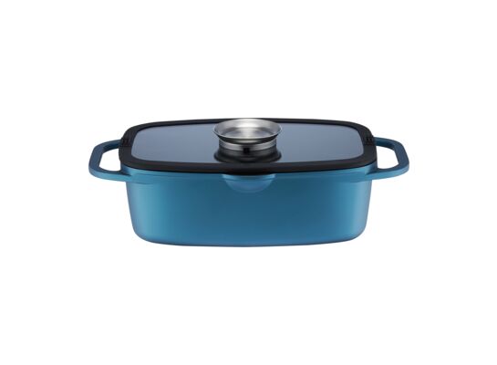 Brytfanna Azzurro z pokrywą z powłoką Qualum Basic i Aroma Knob System 32 x 21 cm 6 l ciemnoturkusowy AMBITION