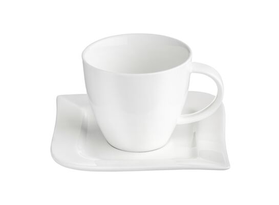 Komplet kawowy Fala 12 elementów 220 ml spodek 14 cm biały AMBITION