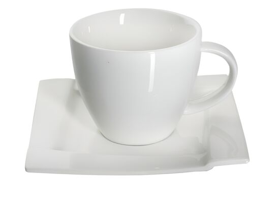 Komplet kawowy Kubiko 12 elementów 220 ml spodek 14 cm biały AMBITION