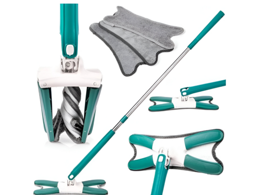 Mop obrotowy wielofunkcyjny płaski wyciskany x zielony z 3 wkładami