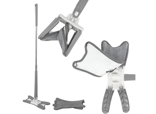 Mop obrotowy wielofunkcyjny płaski wyciskany szary z 3 wkładami