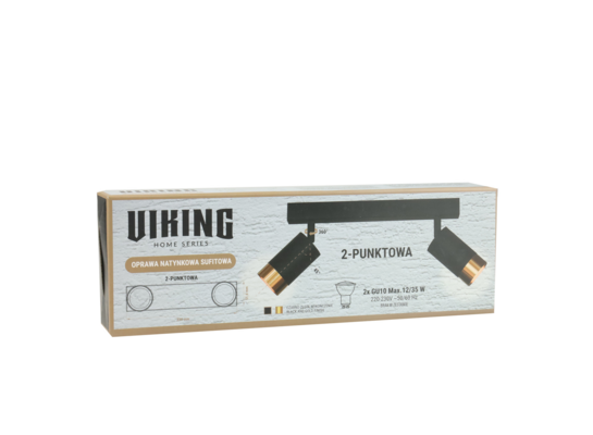 Lampa sufitowa podwójna GU10 D55 G2 czarna złote pierścienie 35 W VIKING